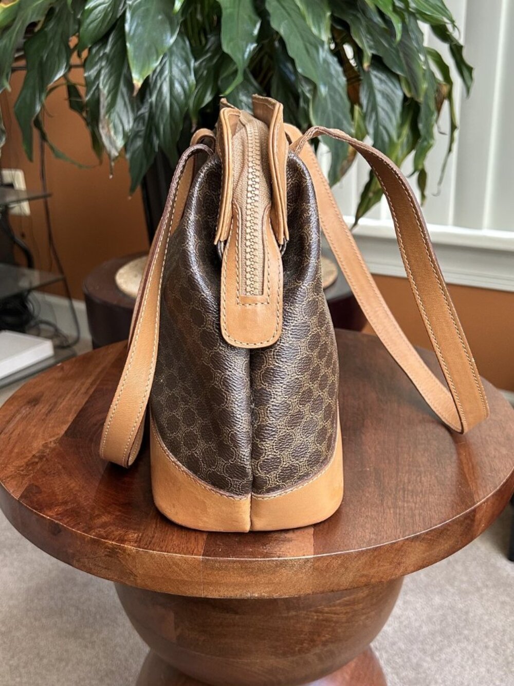 CELINE Macadam Canvas and Shoulder Bag, Brown, Carmel - Picture 6 of 16